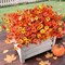 Artificial Fall Flowers for Outdoors Decoration, 12 Bundles Faux Pansies Fake Mums Flower Plants UV Resistant No Fade, Realistic Silk Pansy for Porch Planters Garden Patio Yard (Red Orange Yellow)